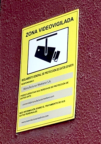 Cartel de Plástico Serigrafía Zona Videovigilada, Cartel Zona Videovigilada